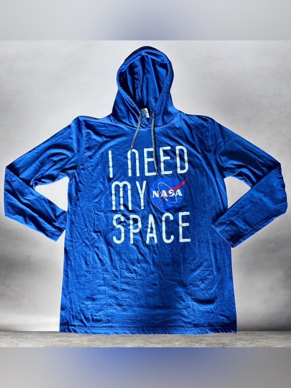 Prairie Mountain L Navy Stretchy NASA I NEED MY SPACE Hoodie Hooded Sweatshirt